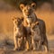 A Lioness with her cubs