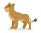 Lioness or Lion Cub Cartoon Icon in Flat Design