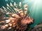 Lionfish profile with sun beams