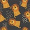 Lions, decorative cute background. Colorful seamless pattern with happy animals