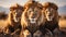 Lions family closed up in safari. Generative AI