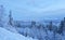 Lions Gate Bridge and Downtown Vancouver in winter with snow