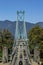 Lions gate bridge front view from stanley park on a sunny summer day