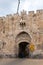 The Lions Gate - one of the remaining gates of the historic Old City walls, built in the 16th century in the old city of Jerusalem