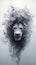 Lions Head arrounded Smoke. Generative AI.