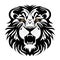 lions head in black and white colors, isolated vector illustration