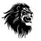 Lions head sketch closeup. Also good for tattoo and logo. Editable vector monochrome image with high details isolated on white