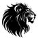 Lions head sketch closeup. Good for tattoo and logo. Editable vector monochrome image with high details isolated on white