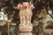 Lions on sculptured national emblem of India. Copy of the ancient Ashoka Pillar of Sarnath