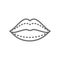 Lip augmentation, hyaluronic acid injections, plastic surgery line icon.