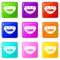 Lip augmentation icons set 9 color collection