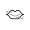 Lip gloss, icon. The woman applies products for healthy skin, linear icon. Vector illustration