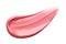 Lip gloss isolated on white. Smudged pink makeup product sample