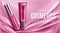 Lip gloss, liquid lipstick tubes top view banner