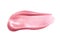 Lip gloss sample isolated on white. Smudged pink lipgloss. Makeup product sample.