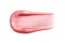 Lip gloss smear isolated on white. Smudged makeup product sample