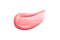 Lip gloss smear isolated on white. Smudged makeup product sample