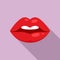 Lip kiss icon, flat style