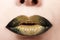 Lip makeup from Golden and black lipstick