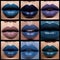 Lip stains in bold and dramatic blue and black shades