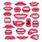 Lip vector cartoon beautiful red lips in kiss or smile and fashion lipstick and mouth kissing lovely on valentines