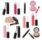 Lipgloss and cosmetics beauty collection icons template vector