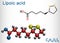 Lipoic acid, LA, ALA,  alpha lipoic, thioctic acid, lipoate molecule. It is organosulfur compound, vitamin-like antioxidant,