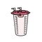 Liposuction medical suction pump jar doodle icon, vector color line illustration