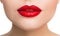 Lips Beauty Closeup, Woman Make Up and Red Lipstick