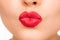 Lips. Beauty Red Lip Makeup Detail. Beautiful Make-up Closeup. Sensual Open Mouth. l