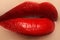 Lips. Beauty Red Lips. Beautiful make-up Closeup. Sensual Mouth. Lipstick and Lipgloss