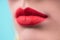 lips. Beauty red lips make up detail. Close up. Sensual mouth. lipstick, lipgloss