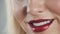 Lips. Beauty Red Lips Makeup Detail. Beautiful Make-up Closeup. Sensual Open Mouth. lipstick or Lipgloss, sensual