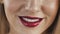 Lips. Beauty Red Lips Makeup Detail. Beautiful Make-up Closeup. Sensual Open Mouth. lipstick or Lipgloss, sensual