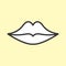 Lips closed icon, white fill color, clear line shape