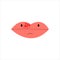 lips closeup with cold herpes, sore on the lip, vector illustration