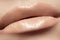 Lips with fashion natural beige lipstick makeup