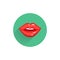 Lips flat icon with long shadow. woman Lips kissing flat icon