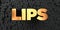 Lips - Gold text on black background - 3D rendered royalty free stock picture