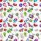 Lips Hands Bubbles and Hearts Seamless Pattern. Fashion Background in Retro Comic Style