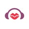Lips and headset logo icon design, best podcasts for women, female podcast symbol - Vector