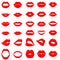 Lips icon vector set. kiss illustration sign collection. woman symbol.