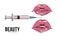 Lips injection makeup art, lip fillers, hyaluronic acid vector art  mouth underskin cosmetic