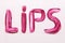 Lips inscription in pink lipstick white backdrop