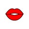Lips kiss illustration. Vector icon, symbol isolated on white. Cool sexy red kisses. Cartoon Sign for print, comics, fashion, pop