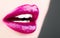 lips, lip care and beauty. Beautiful tender lip, lipstick and lipgloss, passionate. Sensual open mouth. Beauty