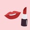 Lips and Lipstick Vector Beauty Logo Illustration