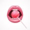 Lips With Lollipop Realistic Composition