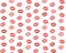 Lips pattern. Vector seamless pattern with woman`s red and pink kissing flat lips isolated on white