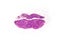 Lips of purple glitter sparkle on white background